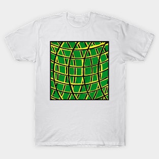 Green Yellow Hemisphere Geometric Abstract Acrylic Painting T-Shirt